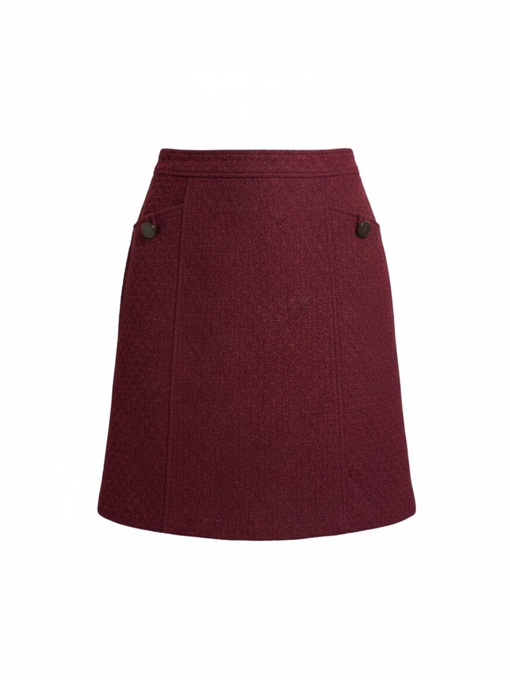 Banana Republic Wine Red A-Line Wool Blend Skirt with Button Tabs
